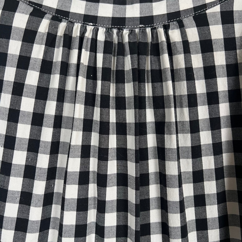 J.Crew Womens Gingham Tiered Mini Dress Black White V-Neck Long Sleeve Medium - Picture 8 of 14